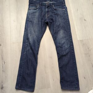 Patagonia Iron Clad Denim Jeans Mens Sz 34 Blue Distressed Straight Stretch Jean